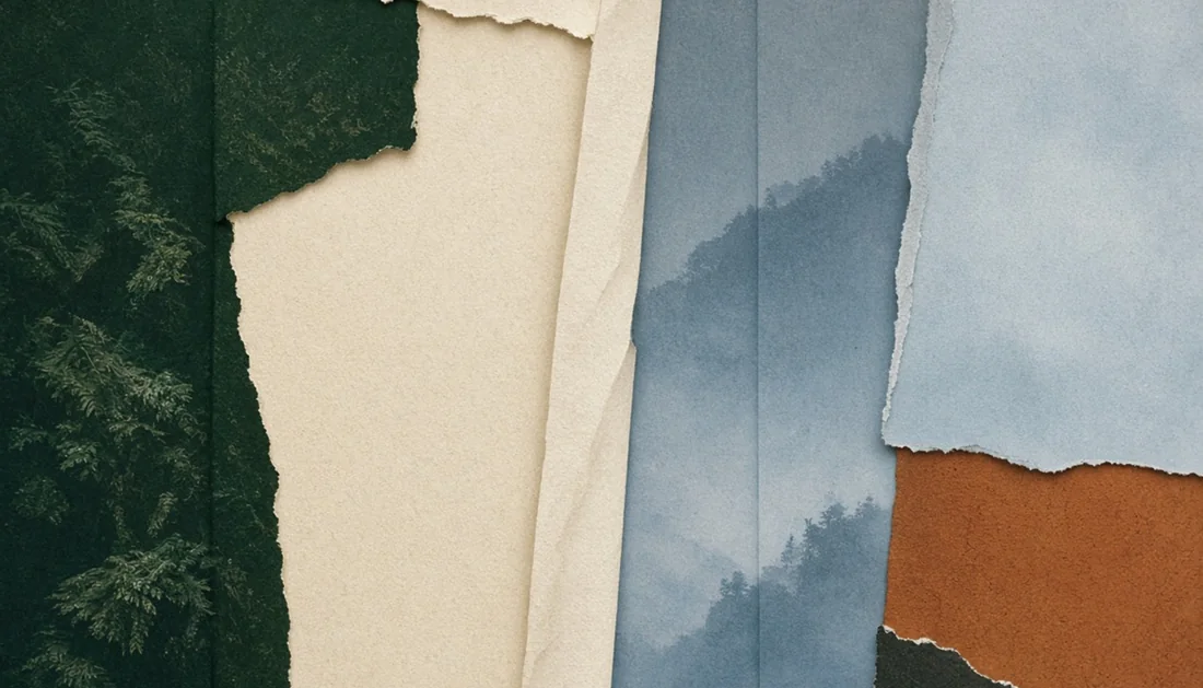 Folded editorial columns arranged as a tactile index